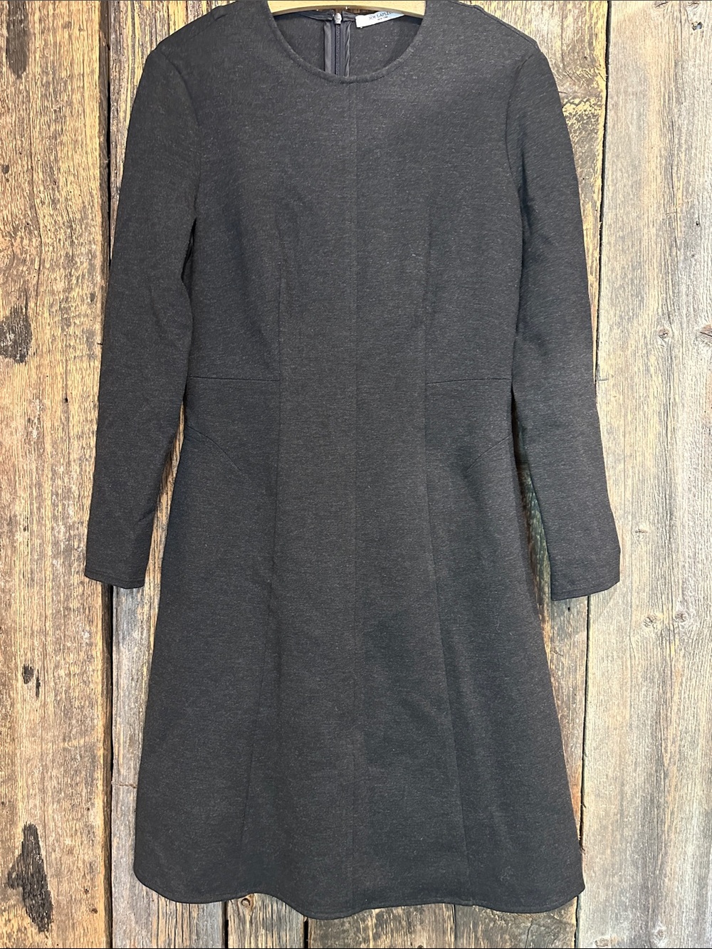 M.M.LaFleur The Ellis Dress Charcoal Textured Ponte Long Sleeve A-Line